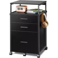 DEXYLLO File Cabinet with Storage Drawers, Rolling Printer Stand with Adjustable Shelves, Wood Filing Cabinet for Home Office