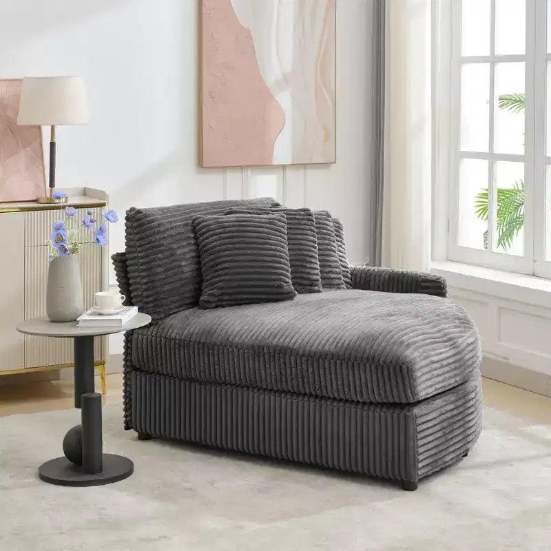 Divano sezionale chaise longue in velluto a coste, oversize, sinistro e destro, con 8 cuscini, divano convertibile rivestito
