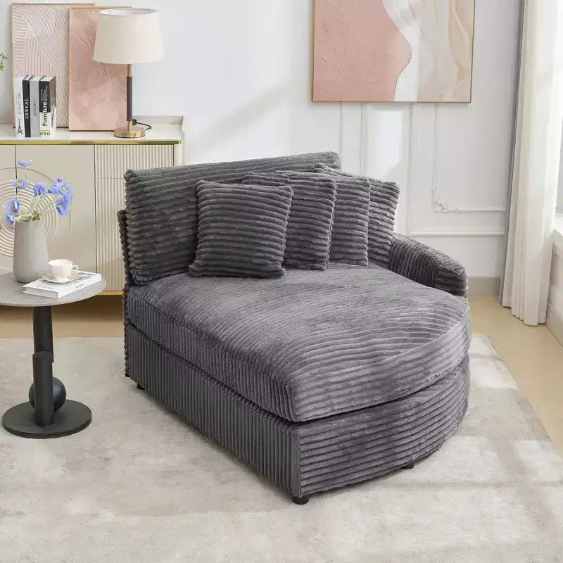 Divano sezionale chaise longue in velluto a coste, oversize, sinistro e destro, con 8 cuscini, divano convertibile rivestito
