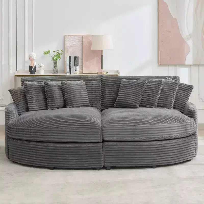 Divano sezionale chaise longue in velluto a coste, oversize, sinistro e destro, con 8 cuscini, divano convertibile rivestito