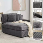 Divano sezionale chaise longue in velluto a coste, oversize, sinistro e destro, con 8 cuscini, divano convertibile rivestito