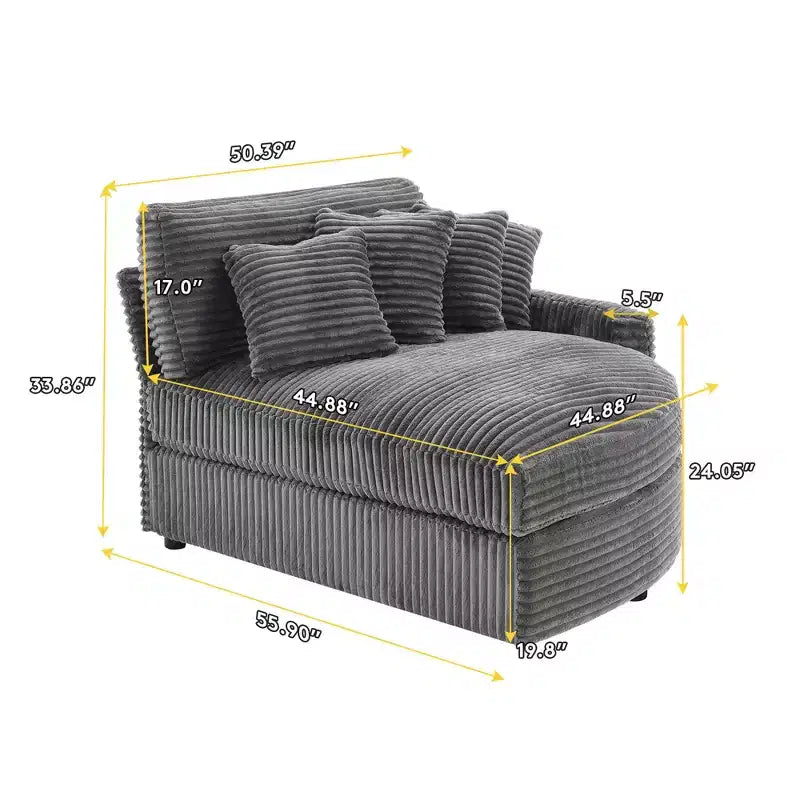 Divano sezionale chaise longue in velluto a coste, oversize, sinistro e destro, con 8 cuscini, divano convertibile rivestito