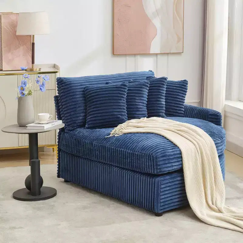Divano sezionale chaise longue in velluto a coste, oversize, sinistro e destro, con 8 cuscini, divano convertibile rivestito