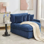 Divano sezionale chaise longue in velluto a coste, oversize, sinistro e destro, con 8 cuscini, divano convertibile rivestito