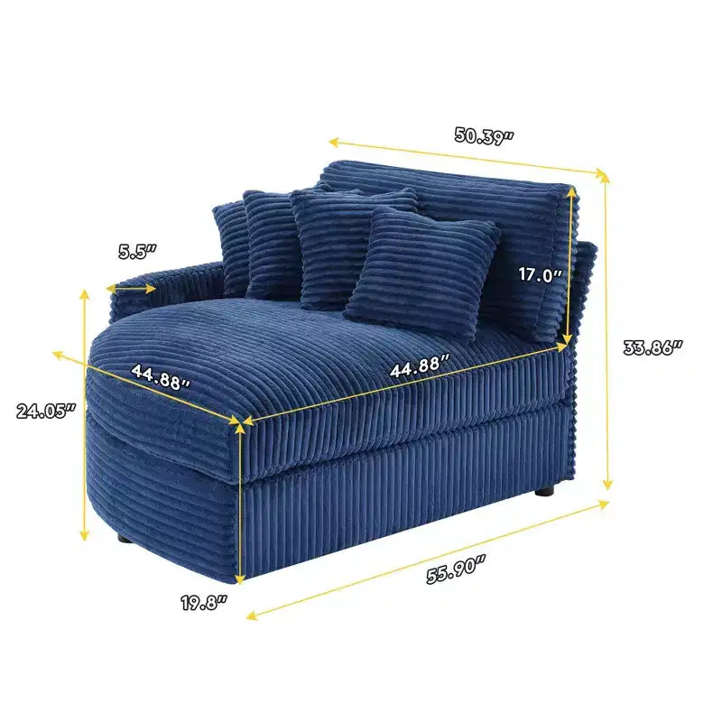 Divano sezionale chaise longue in velluto a coste, oversize, sinistro e destro, con 8 cuscini, divano convertibile rivestito