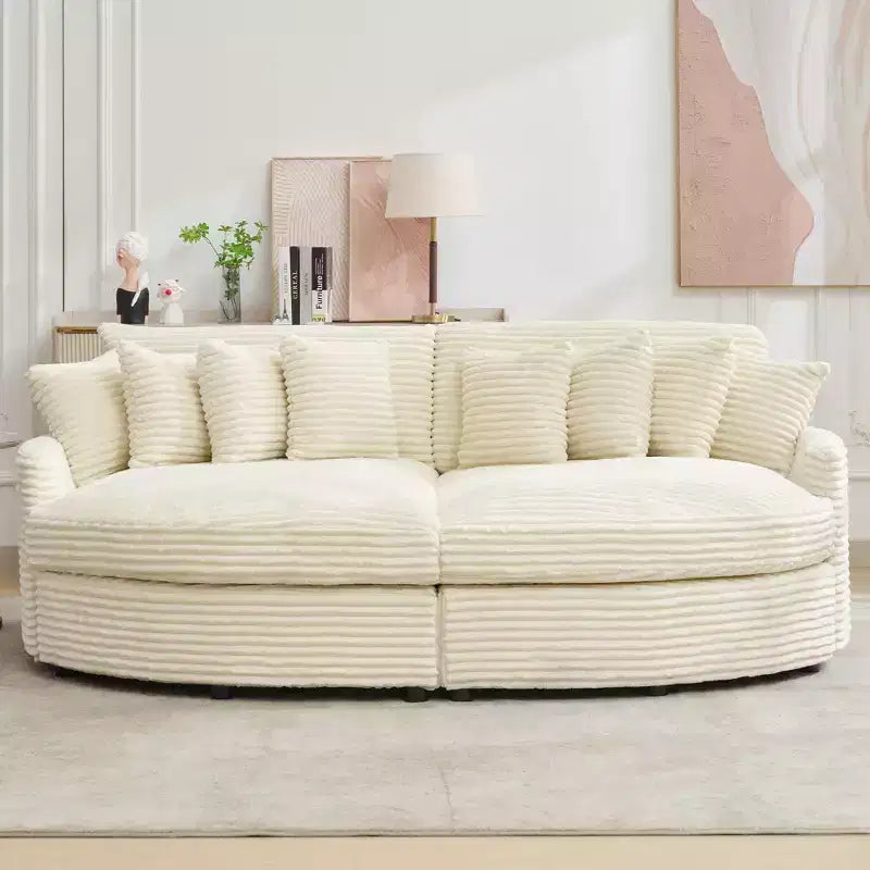 Divano sezionale chaise longue in velluto a coste, oversize, sinistro e destro, con 8 cuscini, divano convertibile rivestito