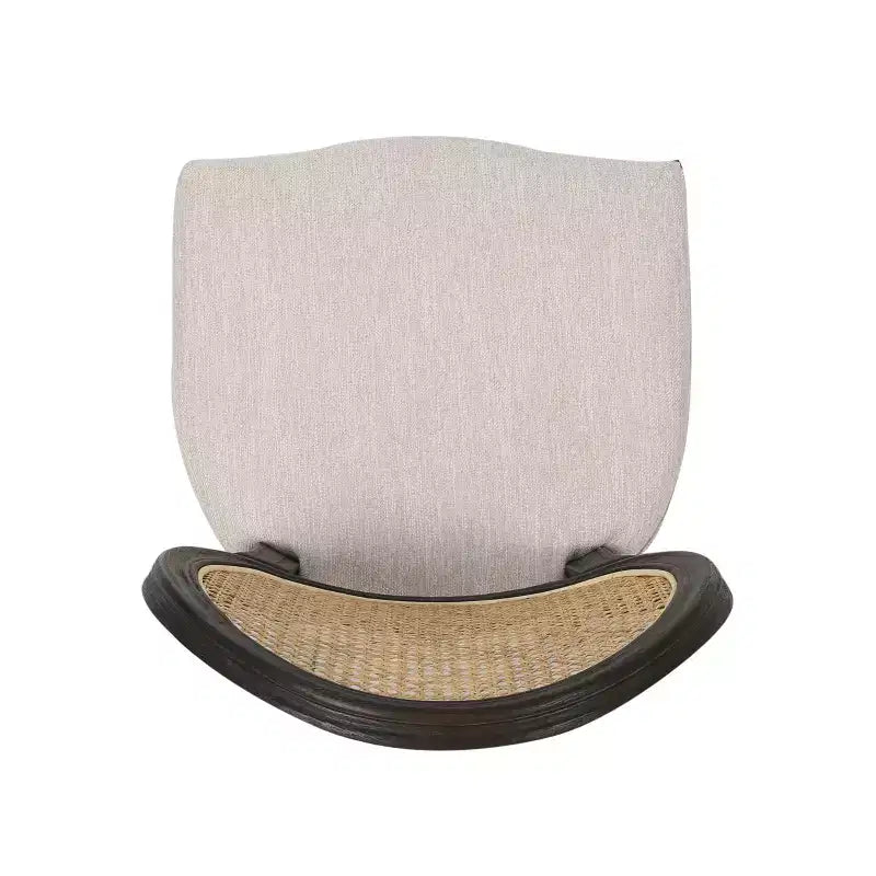 Sedie da pranzo imbottite in legno e canna, Beige/Marrone Naturale/Marrone Scuro