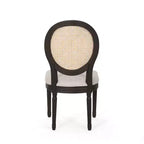 Sedie da pranzo imbottite in legno e canna, Beige/Marrone Naturale/Marrone Scuro
