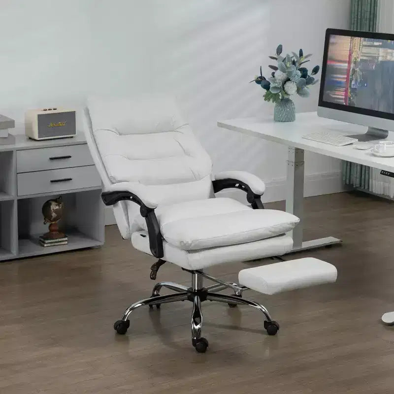 Sedia da ufficio con massaggio a vibrazione, schienale reclinabile, poggiapiedi, sedia da computer comoda in microfibra