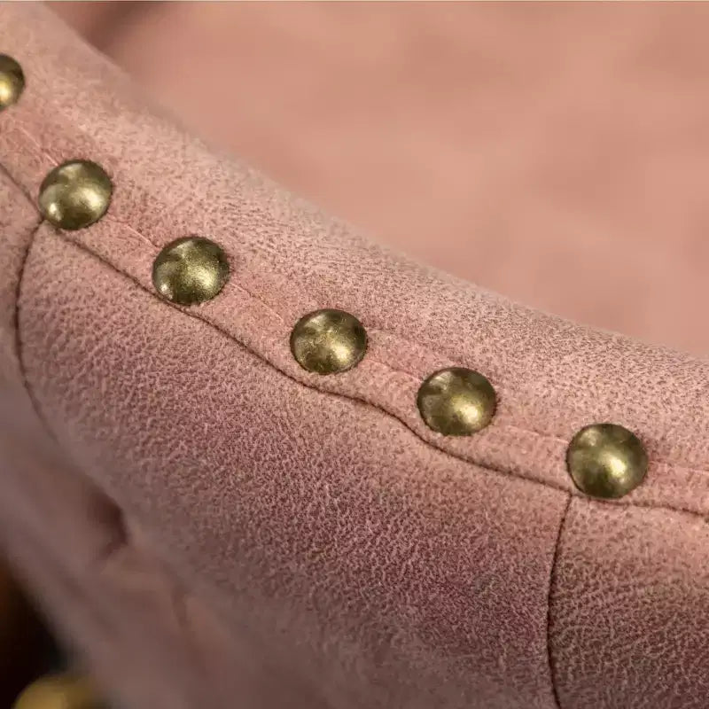 Sgabello da bancone moderno di metà secolo in similpelle trapuntata con borchie, rosa
