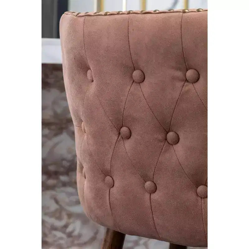 Sgabello da bancone moderno di metà secolo in similpelle trapuntata con borchie, rosa