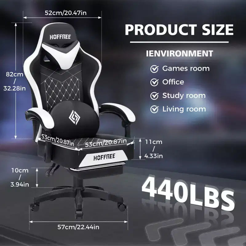 Sedia da Gaming per Massaggi in Pelle Sedia Ergonomica da Ufficio per PC con Poggiapiedi e Regolabile