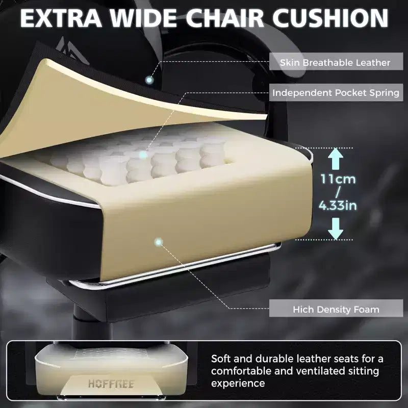 Sedia da Gaming per Massaggi in Pelle Sedia Ergonomica da Ufficio per PC con Poggiapiedi e Regolabile