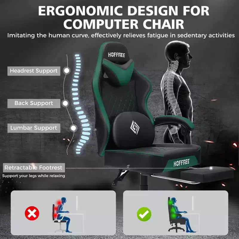Sedia da Gaming per Massaggi in Pelle Sedia Ergonomica da Ufficio per PC con Poggiapiedi e Regolabile