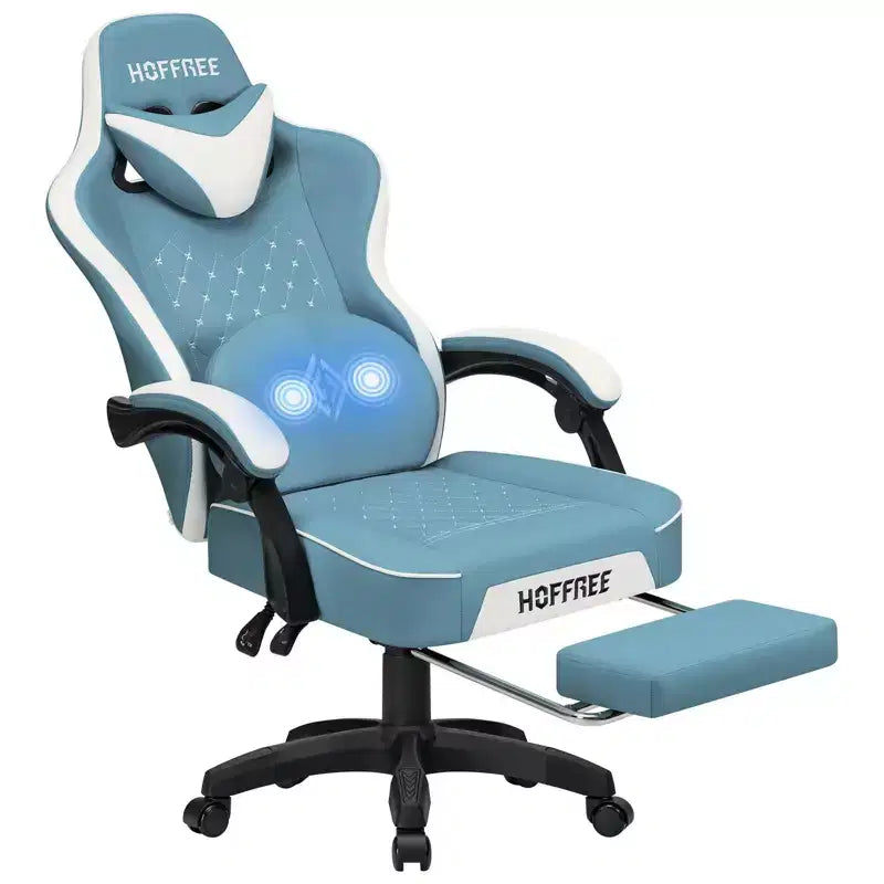 Sedia da Gaming per Massaggi in Pelle Sedia Ergonomica da Ufficio per PC con Poggiapiedi e Regolabile