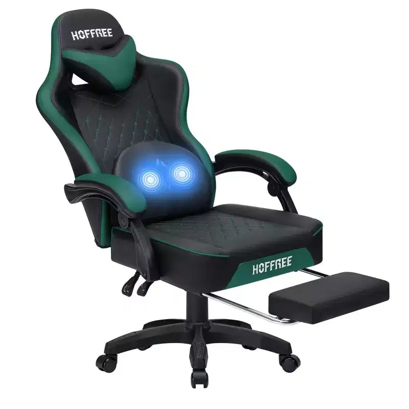 Sedia da Gaming per Massaggi in Pelle Sedia Ergonomica da Ufficio per PC con Poggiapiedi e Regolabile