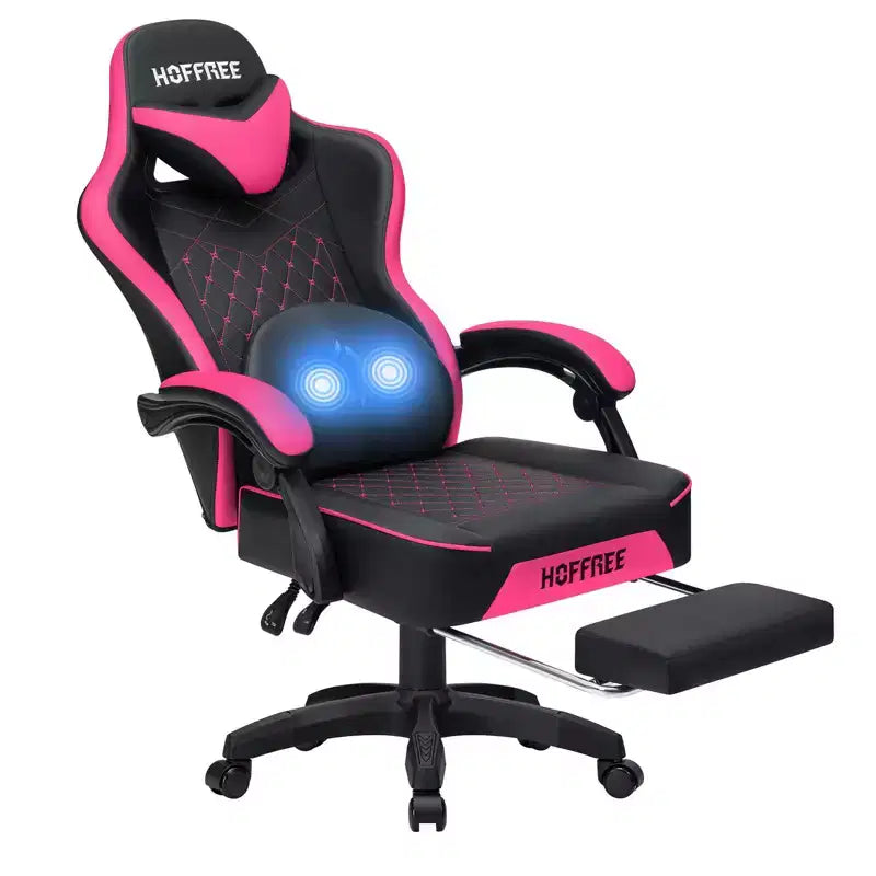 Sedia da Gaming per Massaggi in Pelle Sedia Ergonomica da Ufficio per PC con Poggiapiedi e Regolabile