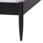 Camera da letto matrimoniale in tessuto beige e legno nero stile Mid-Century