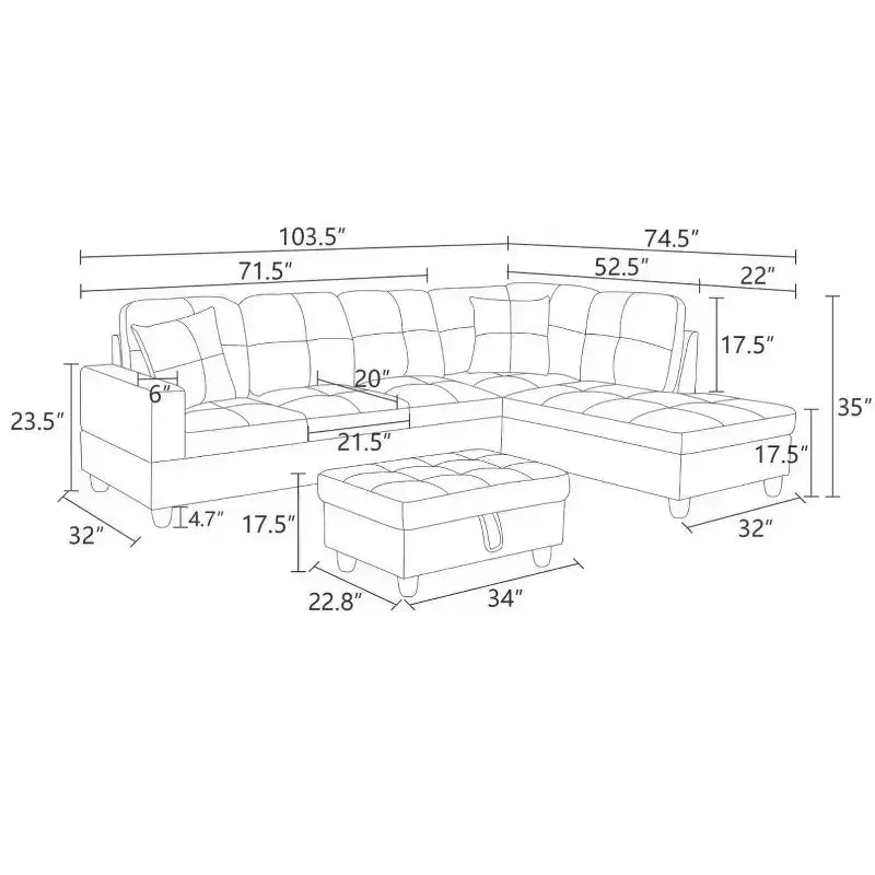 Elegante Divano Sezionale in Ecopelle Rossa - Design a L, Cuscini Morbidi, Pouf Contenitore, Mobili Moderni per Soggiorno