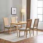 Sedie da pranzo imbottite in legno e canna stile campagna francese