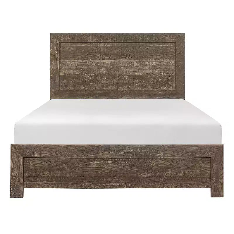 Letto matrimoniale con pannelli in legno marrone rustico