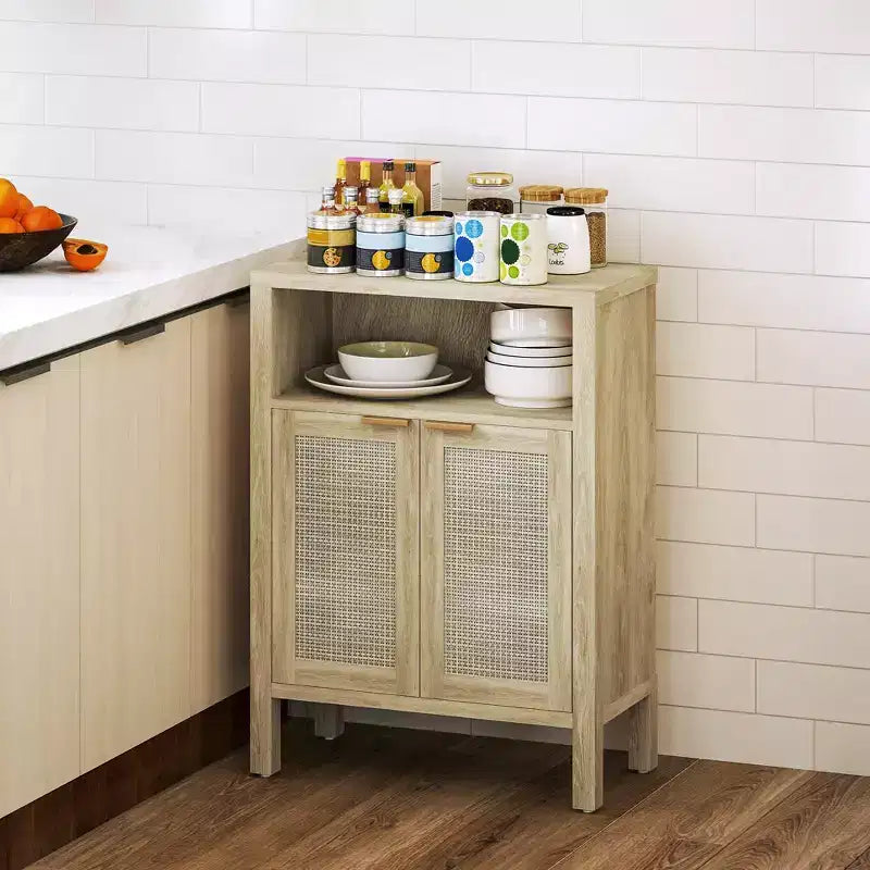Credenza Buffet con Mobile Contenitore, Mobile Accento Moderno con Scaffale Regolabile Mobile Bar