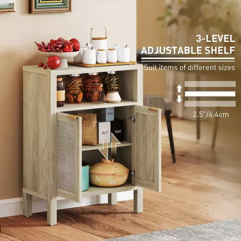 Credenza Buffet con Mobile Contenitore, Mobile Accento Moderno con Scaffale Regolabile Mobile Bar