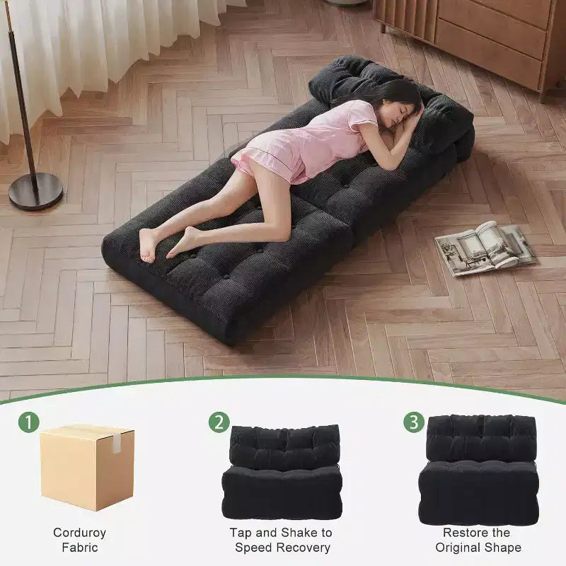 Divano letto pieghevole, Futon convertibile in poltrona letto, Futon trasformabile, Materasso pieghevole con supporto per la schiena, Divano pieghevole portatile, Singolo