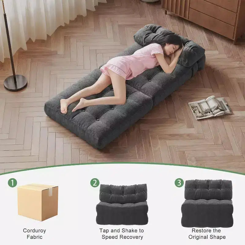 Divano letto pieghevole, Futon convertibile in poltrona letto, Futon trasformabile, Materasso pieghevole con supporto per la schiena, Divano pieghevole portatile, Singolo