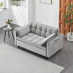 Divano letto moderno in velluto con cuscini decorativi e tasche per soggiorno e camera da letto, grigio