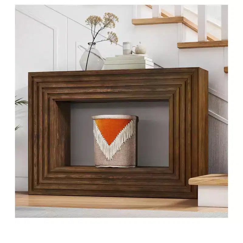Tavolo consolle da 120 cm stile coloniale con ripiano a giorno, per ingresso, divano, camera da letto, decorazioni per la casa, noce
