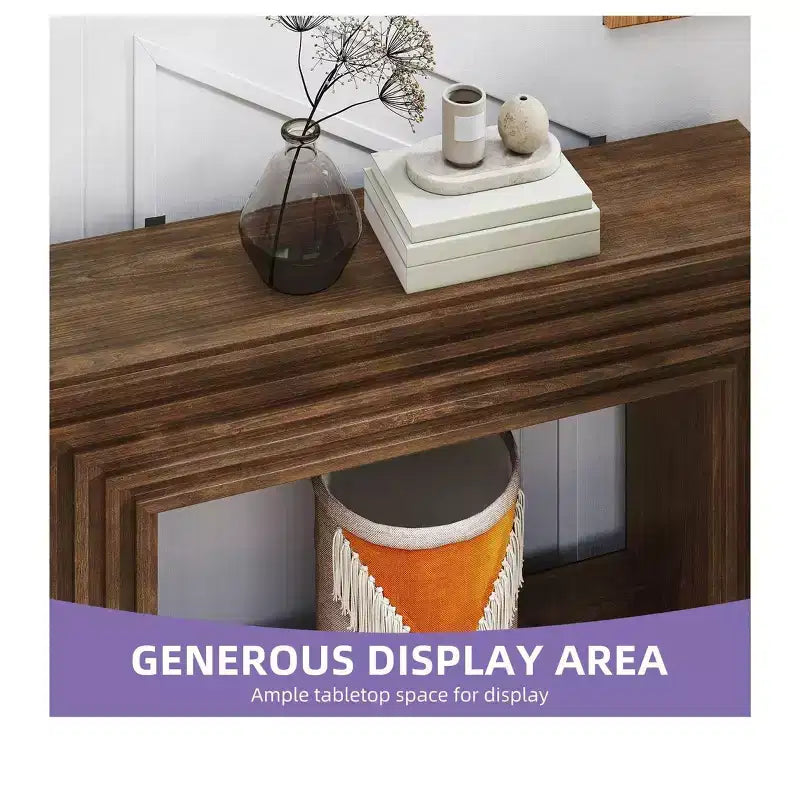 Tavolo consolle da 120 cm stile coloniale con ripiano a giorno, per ingresso, divano, camera da letto, decorazioni per la casa, noce