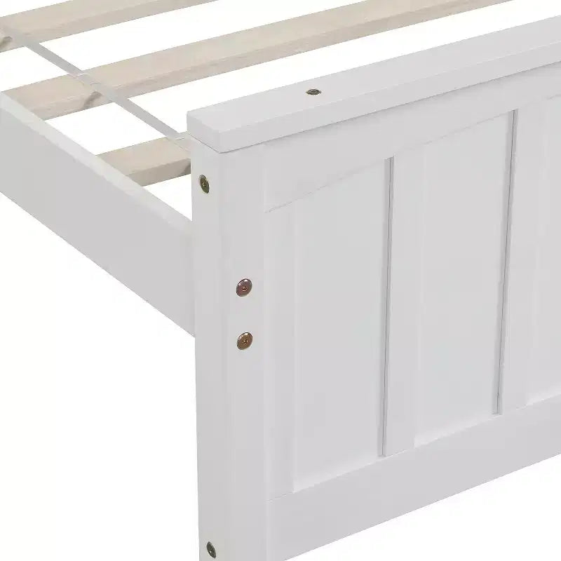 Letto a piattaforma singolo in legno massello, struttura letto singolo in legno con testiera per camera da letto