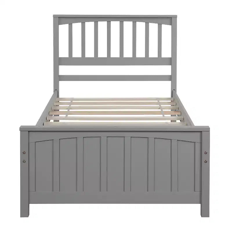 Letto a piattaforma singolo in legno massello, struttura letto singolo in legno con testiera per camera da letto