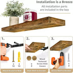 Mensole Flottanti Rettangolari (60x22 cm) con Staffe Nascoste - per Camera da Letto, Arredamento Cucina, Mensole Bagno