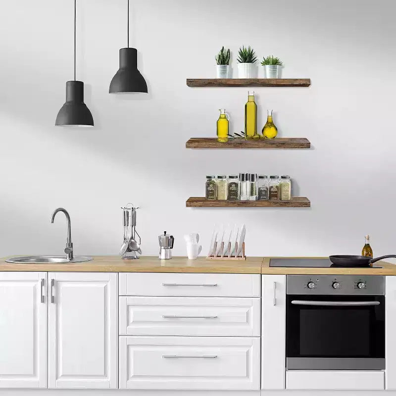 Mensole Flottanti Rettangolari (60x22 cm) con Staffe Nascoste - per Camera da Letto, Arredamento Cucina, Mensole Bagno