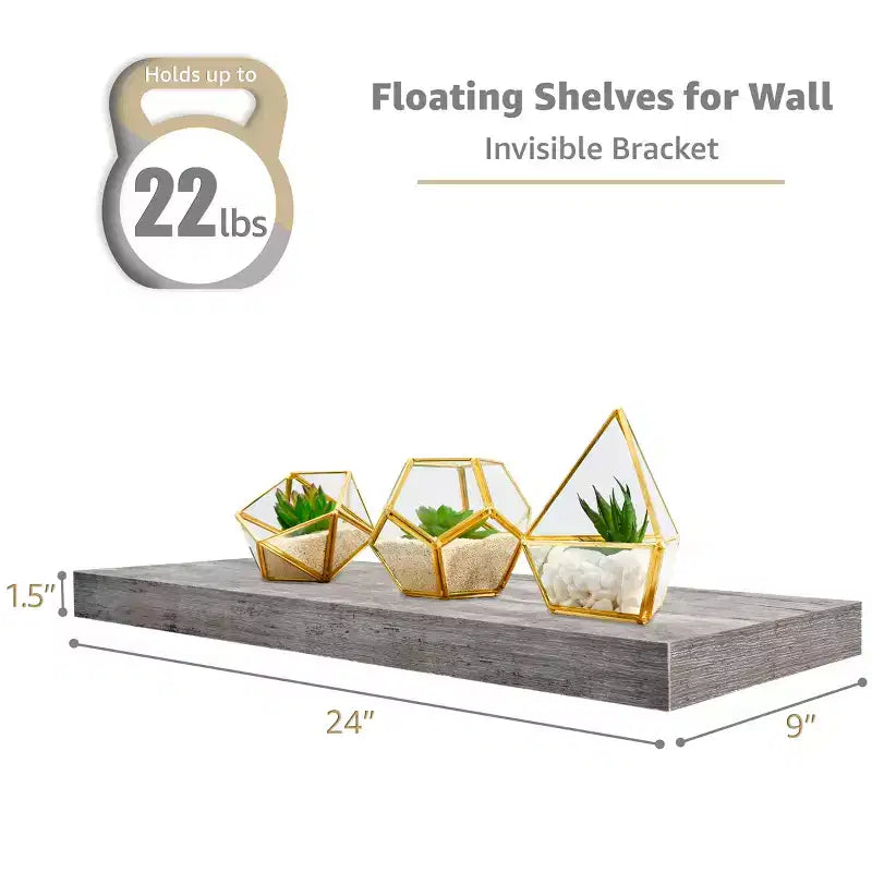 Mensole Flottanti Rettangolari (60x22 cm) con Staffe Nascoste - per Camera da Letto, Arredamento Cucina, Mensole Bagno