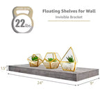 Mensole Flottanti Rettangolari (60x22 cm) con Staffe Nascoste - per Camera da Letto, Arredamento Cucina, Mensole Bagno