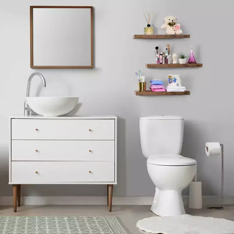 Mensole Flottanti Rettangolari (60x22 cm) con Staffe Nascoste - per Camera da Letto, Arredamento Cucina, Mensole Bagno