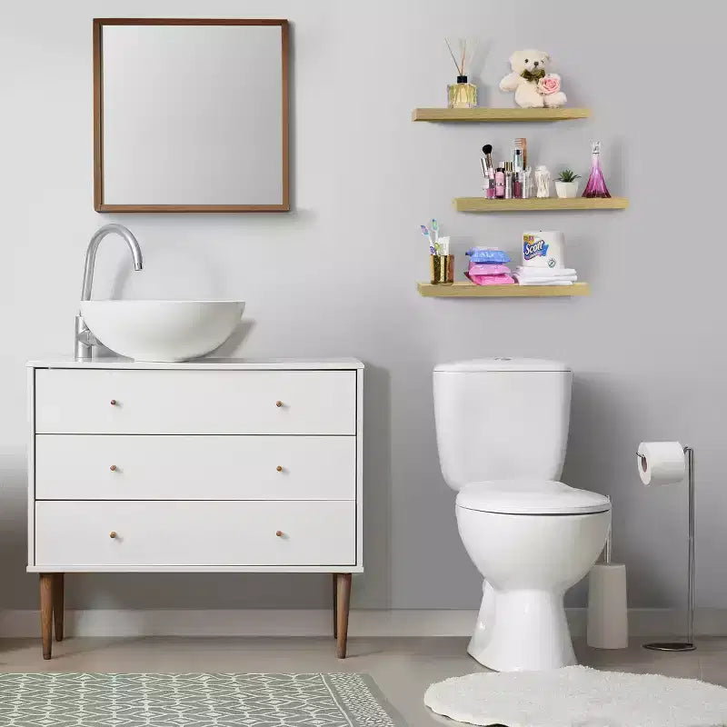 Mensole Flottanti Rettangolari (60x22 cm) con Staffe Nascoste - per Camera da Letto, Arredamento Cucina, Mensole Bagno