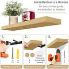 Mensole Flottanti Rettangolari (60x22 cm) con Staffe Nascoste - per Camera da Letto, Arredamento Cucina, Mensole Bagno