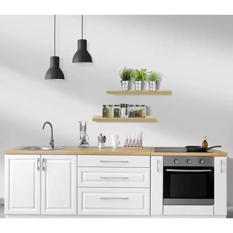 Mensole Flottanti Rettangolari (60x22 cm) con Staffe Nascoste - per Camera da Letto, Arredamento Cucina, Mensole Bagno