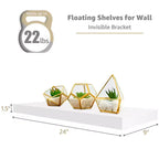 Mensole Flottanti Rettangolari (60x22 cm) con Staffe Nascoste - per Camera da Letto, Arredamento Cucina, Mensole Bagno
