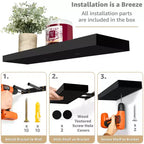 Mensole Flottanti Rettangolari (60x22 cm) con Staffe Nascoste - per Camera da Letto, Arredamento Cucina, Mensole Bagno