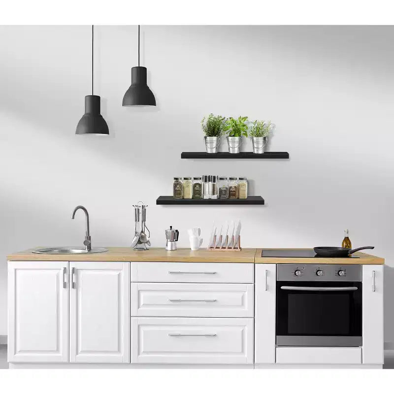 Mensole Flottanti Rettangolari (60x22 cm) con Staffe Nascoste - per Camera da Letto, Arredamento Cucina, Mensole Bagno