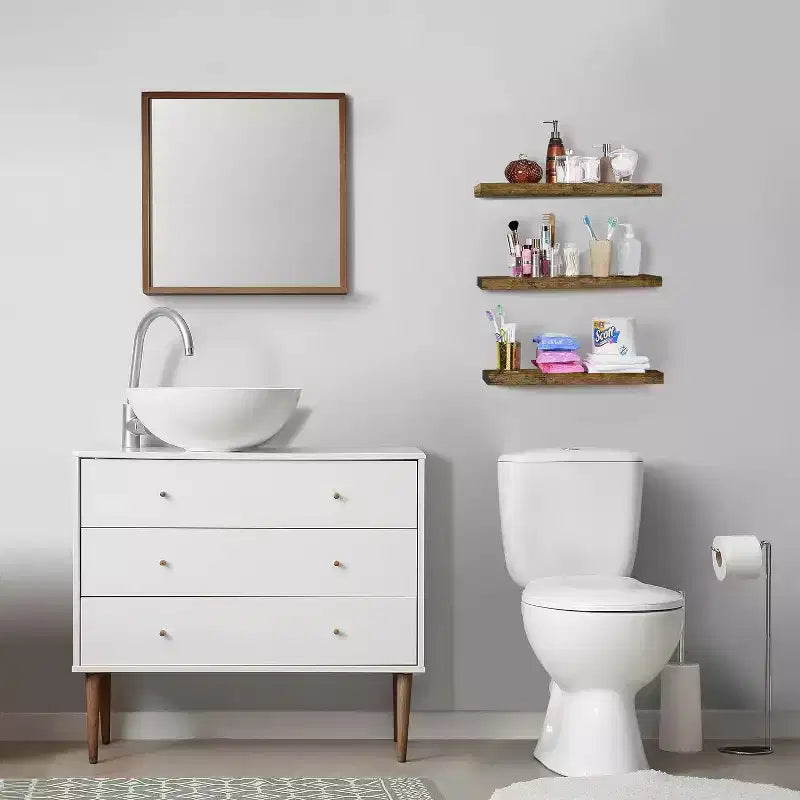 Mensole Flottanti Rettangolari (60x22 cm) con Staffe Nascoste - per Camera da Letto, Arredamento Cucina, Mensole Bagno