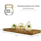 Mensole Flottanti Rettangolari (60x22 cm) con Staffe Nascoste - per Camera da Letto, Arredamento Cucina, Mensole Bagno