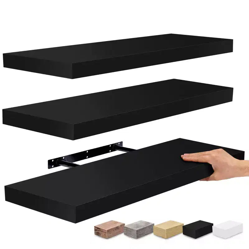 Set of 3 (24x9) Sorbus Rectangle Floating Shelves with Invisible Brackets - for Bedroom, Kitchen Decor, Bathroom Shelves