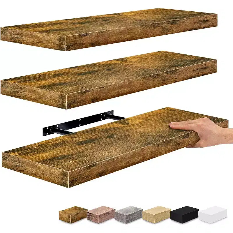 Mensole Flottanti Rettangolari (60x22 cm) con Staffe Nascoste - per Camera da Letto, Arredamento Cucina, Mensole Bagno