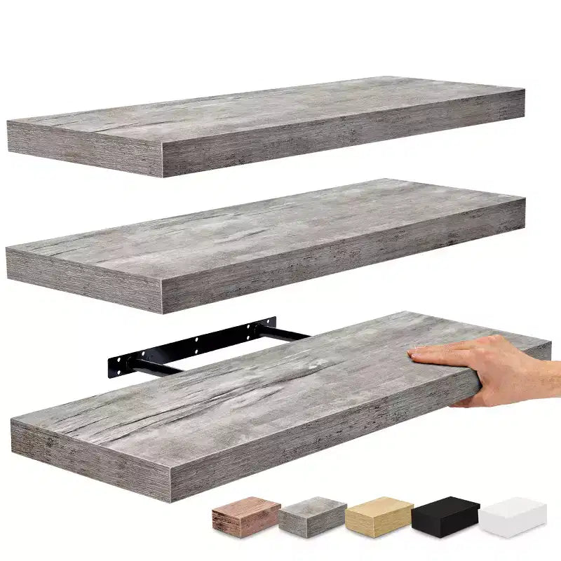 Mensole Flottanti Rettangolari (60x22 cm) con Staffe Nascoste - per Camera da Letto, Arredamento Cucina, Mensole Bagno